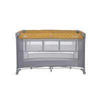 Patut pliant Lorelli Torino Lemon Curry Floral cu 2 nivele, usita cu fermoar si sistem de blocare, inclusa salteluta si geanta de transport - 1
