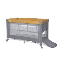 Patut pliant Lorelli Torino Lemon Curry Floral cu 2 nivele, usita cu fermoar si sistem de blocare, inclusa salteluta si geanta de transport - 3