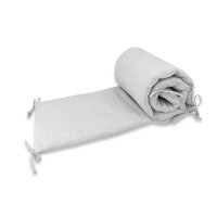 Aparatoare pentru patut Qmini Gray, din muselina dubla, 180x30 cm, cu panglici - 1