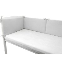Aparatoare pentru patut Qmini Gray, din muselina dubla, 180x30 cm, cu panglici - 3