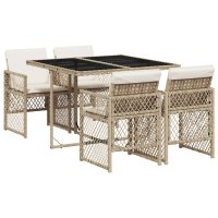 Set de mobilier de gradina 5 piese bej din poliratan cu perne confortabile - 1
