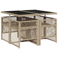 Set de mobilier de gradina 5 piese bej din poliratan cu perne confortabile - 5