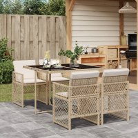 Set de mobilier de gradina 5 piese bej din poliratan cu perne confortabile - 2