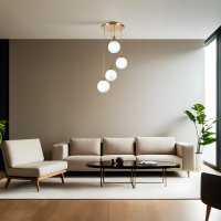 Lustra, Opviq, metal si sticla, alb auriu, diametru 30 cm, inaltime 70 cm - 2