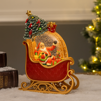 Lampa decorativa de Craciun cu Mos Craciun si spiridus in sanie, lumini si melodii festive - 1