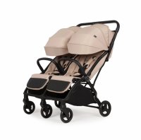 Carucior pentru gemeni Adamex Alto Bej - Pliere automata, copertina XXL, capacitate 22 kg, omologat EN1888, 6 luni+ - 1