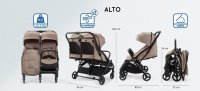 Carucior pentru gemeni Adamex Alto Bej - Pliere automata, copertina XXL, capacitate 22 kg, omologat EN1888, 6 luni+ - 3