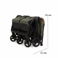 Carucior pentru gemeni Adamex Alto Bej - Pliere automata, copertina XXL, capacitate 22 kg, omologat EN1888, 6 luni+ - 5