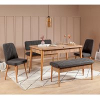 Set masa extensibila si scaune VINA, 5 piese, pin atlantic + antracit, 165x80x75 cm - 1