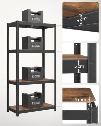 Raft metalic Songmics, Negru, Capacitate 520 kg, Dimensiuni 40 x 80 x 160 cm - 8