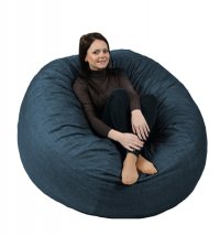 Fotoliu King Size Pufrelax din Denim cu Husa Detasabila si Functie Transformabila in Pat - 1