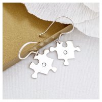 Cercei piesa de puzzle cu tortita - Argint 925, cristal Swarovski - 1
