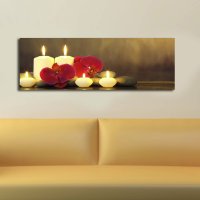 Tablou Canvas Wallxpert cu LED, Multicolor, 30x90 cm, Pânză de Piele Întoarsă, Rama din Lemn - 2