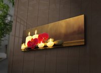Tablou Canvas Wallxpert cu LED, Multicolor, 30x90 cm, Pânză de Piele Întoarsă, Rama din Lemn - 3