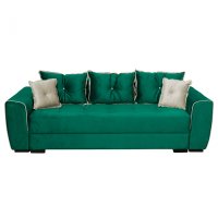 Canapea VERA extensibila, 3 locuri, cu arcuri si lada depozitare, verde + crem, 245x110x80 cm - 1