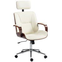 Vinsetto scaun de birou crem, cu tetiera detasabila, inaltime reglabila si functie de balans, 66 x 65 x 125 cm - 1
