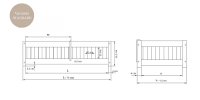 Pat pentru copii Montessori cu balustrada, Little Amy, Charlie, balustrade cu bare plate, Natur, 120 x 200 cm - 3