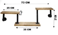 Raft cu 3 polite stil industrial din lemn-metal Homs 73 X 12 X 27 cm - 1