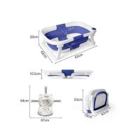 Cadita bebelusi ultrapliabila Little Mom Blue, cu pernuta moale plutitoare, termometru incorporat, display digital, cu dop pentru evacuarea apei, suport cap de dus, antiderapant, material Non-Toxic - 7