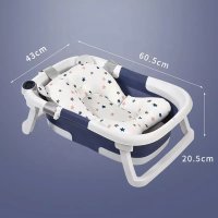 Cadita bebelusi ultrapliabila Little Mom Blue, cu pernuta moale plutitoare, termometru incorporat, display digital, cu dop pentru evacuarea apei, suport cap de dus, antiderapant, material Non-Toxic - 2