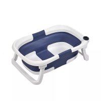 Cadita bebelusi ultrapliabila Little Mom Blue, cu pernuta moale plutitoare, termometru incorporat, display digital, cu dop pentru evacuarea apei, suport cap de dus, antiderapant, material Non-Toxic - 5