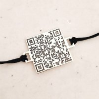 Bratara personalizata cu cod QR - Argint 925 si snur ajustabil - 1