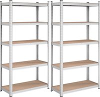 Set 2 Rafturi Songmics GLR040E02, 5 Rafturi, Dimensiuni 180 x 90 x 40 cm, Culoare Silver - 1