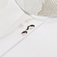Cercei Personalizati Familie - Fata cu Codita si Baiat - Argint 925 cu Inchidere Tip Surub - 1