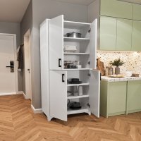 Dulap modern cu 4 uși si 6 compartimente, 62x36x186 cm, alb - 1
