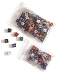 Set de zaruri patrate cu numere, 16mm - 2 bucati in diverse culori - 1