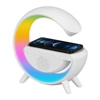 Lampă LED RGB 15W cu Încărcare Wireless și Boxă Bluetooth, Albă - 1