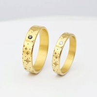 Verighete Astralis Chic Bijoux din argint 925 placat cu aur galben 18K si diamante naturale - 1