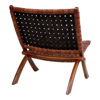 Scaun pliant Perugia cu tapițerie din piele naturală, maro, 74x66x73 cm - 2