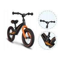 Bicicleta copii fara pedale Lionelo Bart Air negru 12 inch, cu roti gonflabile, constructie din magneziu, greutate foarte mica, scaun si ghidon reglabile pe inaltime, greutate maxima suportata 30 kg - 3