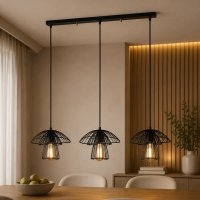 Lustra pendul neagra Homs RO11214 cu 3 globuri din sticla alba - 1