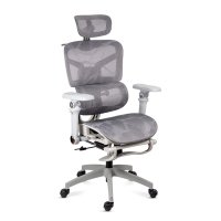 Scaun ergonomic SYYT 9524 gri din mesh cu brațe 7D și suport pentru picioare - 1