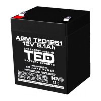 Acumulator TED Battery Expert Holland 12V 5.1A AGM VRLA, Dimensiuni 90x70x98mm, Terminal F2 - 1