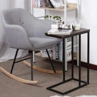 Masuta de cafea in stil industrial,metal-lemn,Homs, seria A-620,45 x 25 x 63.5 cm, negru/nuc,30314 - 1