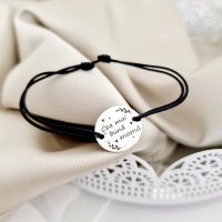 Bratara Chic Bijoux Cea mai buna mama din argint 925, cu snur negru - 1