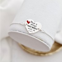 Bratara personalizata - Educatoare/Invatatoare - Inima decorata cu email - Argint 925 - cu lantisor - 1