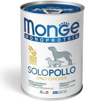 MONGE Monoprotein Pui pentru Câini, Conservă Hrană Umedă Fără Cereale, 400g, XS-XL - 1