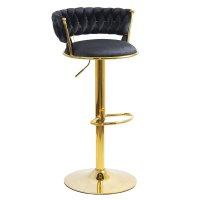 Scaun de bar ABS 118 cu catifea neagră, reglabil pe înălțime, rotativ - 1
