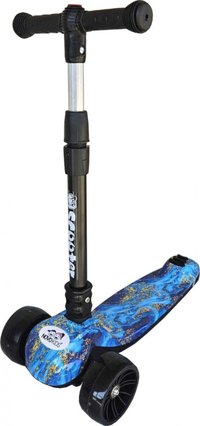 Trotineta pentru copii Novokids Mini Scooter 8150 Albastru cu roti luminoase din silicon, melodii si lumini, 3 roti, pliabila, maner reglabil pe inaltime, greutate suportata 50 kg - 4