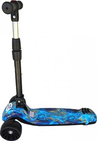 Trotineta pentru copii Novokids Mini Scooter 8150 Albastru cu roti luminoase din silicon, melodii si lumini, 3 roti, pliabila, maner reglabil pe inaltime, greutate suportata 50 kg - 1