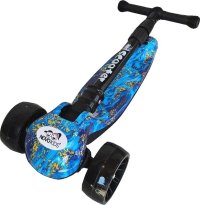 Trotineta pentru copii Novokids Mini Scooter 8150 Albastru cu roti luminoase din silicon, melodii si lumini, 3 roti, pliabila, maner reglabil pe inaltime, greutate suportata 50 kg - 3