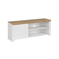 Comoda TV VIGO, 1 usa, alb + stejar wotan, 156x41,5x61 cm - 1