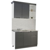 Set bucatarie SPACE 120 cm, 2 corpuri, cu sertar, blat termorezistent, fronturi MDF, antracit - 1