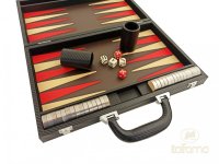 Set de Backgammon din Piele Italfama - Negru si Rosu - 1