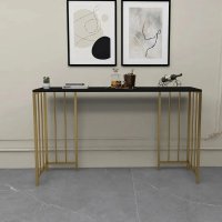 Masa Bucătărie Tip Bar, Auriu & Negru, 150x35x90 cm - 1