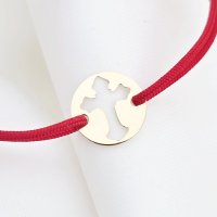 Bratara banut - Cruce decupata - Aur Galben 14K - snur reglabil - 1